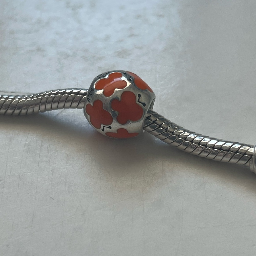 Retired Pandora Charm - Orange Butterflies